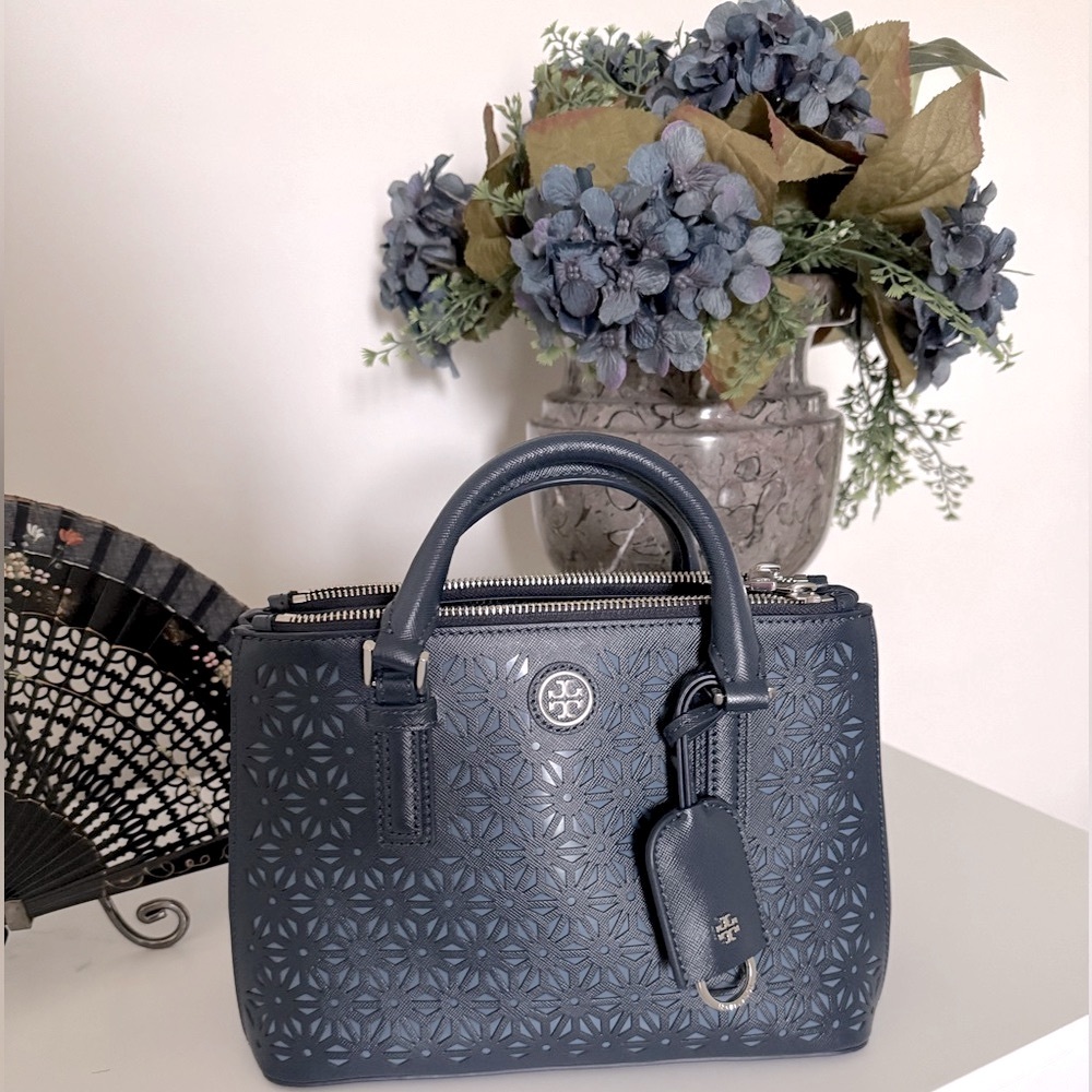 Tory Burch Laser Cut Saffiano Leather Handbag